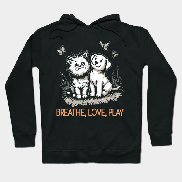 Breathe Love Play - Whiskers & Wags Hoodie by maknatess